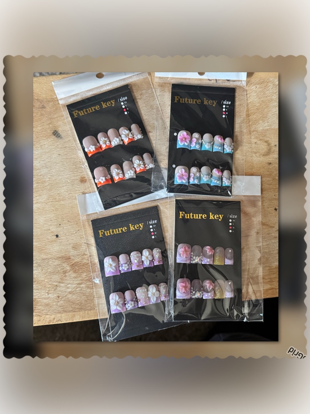 Baby Ducky 3D Handmade Press-On Nails Shorties -size MEDIUM & glue tabs 4 sets